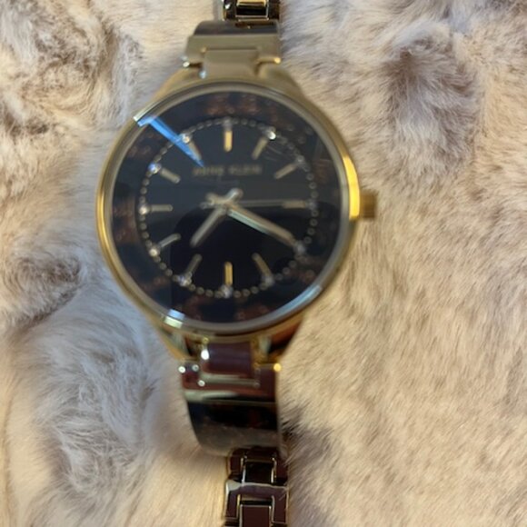 Anne Klein Gold Leopard Print Watch - Picture 2 of 5